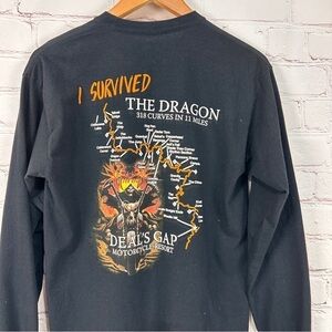 Motorcyle t-shirt boys size 10/12 black long sleeve The Dragon moto tee biker